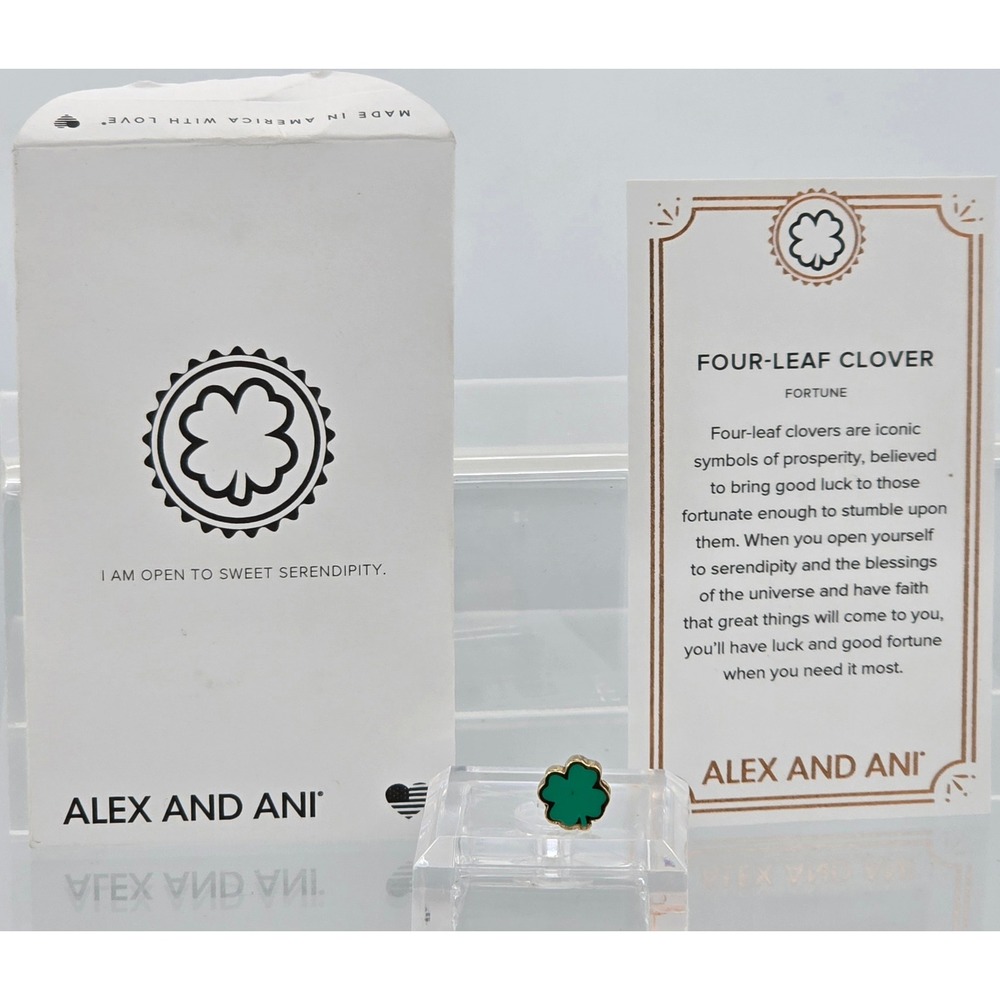 Alex and Ani Gold Plated FOUR LEAF CLOVER Charm for a Slide Bracelet